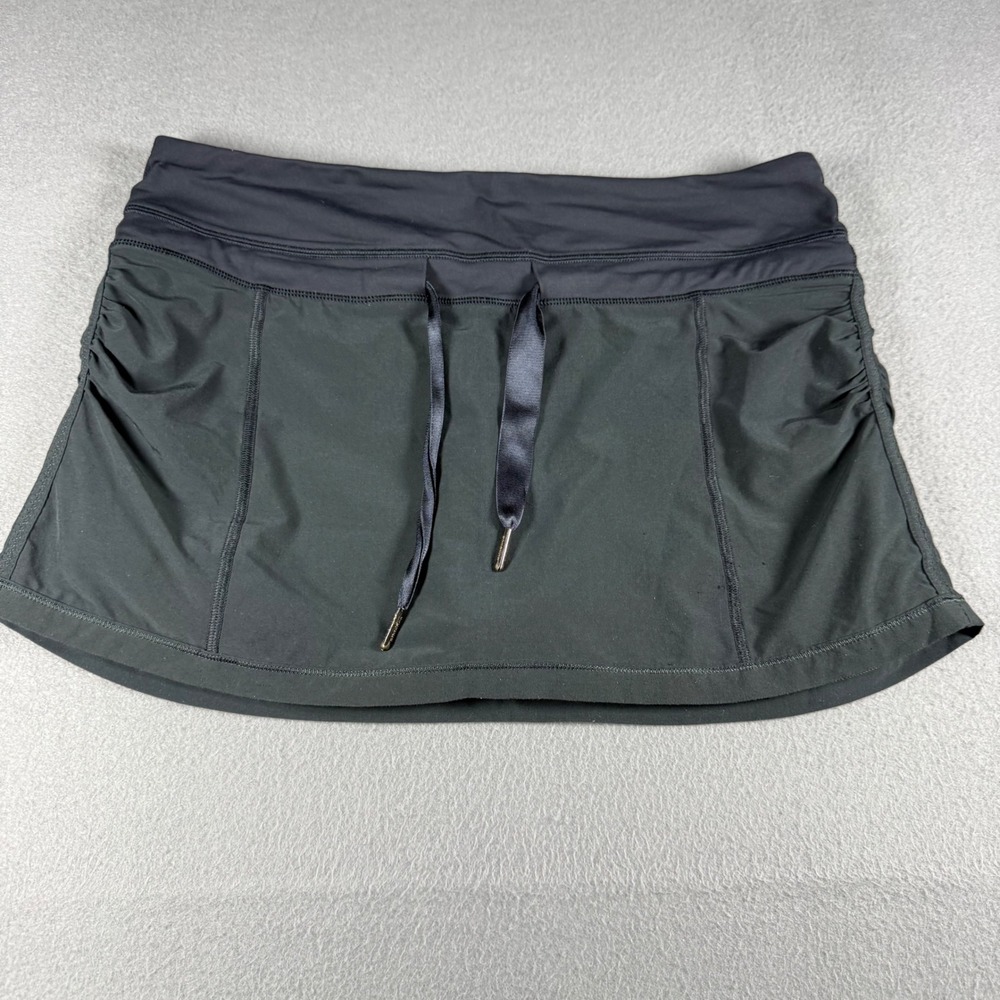 Lululemon Pace Setter Skirt Size 6 Dark Green Running Tennis Skort Ruched Pocket